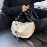 Soft PU Leather Shoulder Bags Women Chain Cross-body Saddle Bag Ins Retro