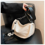 Soft PU Leather Shoulder Bags Women Chain Cross-body Saddle Bag Ins Retro