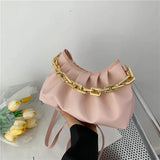 Women's Solid Shoulder Bag Chain Business Handbag