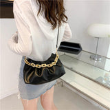 Women's Solid Shoulder Bag Chain Business Handbag