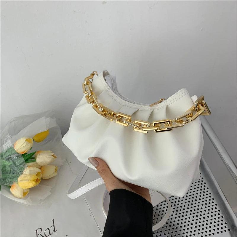 Women's Solid Shoulder Bag Chain Business Handbag
