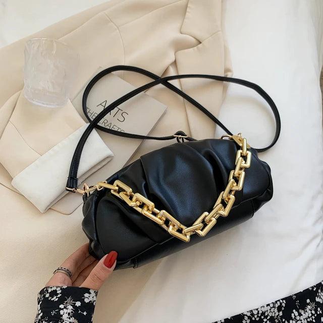 Thick Chain Small PU Leather Crossbody Shoulder Bags For Women