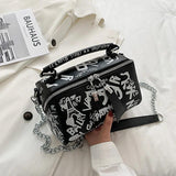 Women Leather Handbags and Purse Crossbody Bags for Women Graffiti Handbags