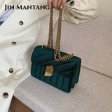 Suede Leather Shoulder Bag High Style Chain Messenger