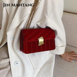 Suede Leather Shoulder Bag High Style Chain Messenger