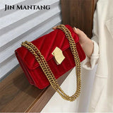Suede Leather Shoulder Bag High Style Chain Messenger