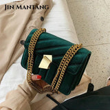 Suede Leather Shoulder Bag High Style Chain Messenger