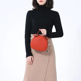 WEICHEN Circular Women Shoulder Bag Leather Crossbody Messenger Bags