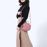 WEICHEN Circular Women Shoulder Bag Leather Crossbody Messenger Bags