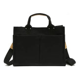 Women Casual Canvas Shoulder Bag Ladies Exterior Pockets Crossbody Bags Solid