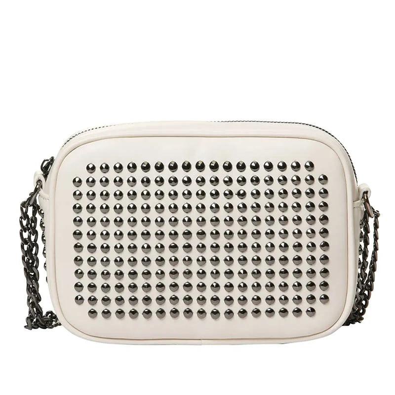 Rivet Women Shoulder Bag Handbag Purse PU Leather Retro Chain Hand Bag