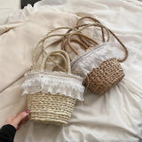 Straw Beach Bag Rattan Bags Shoulder Bag Bohemian Summer Vacation Handbags