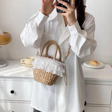 Straw Beach Bag Rattan Bags Shoulder Bag Bohemian Summer Vacation Handbags