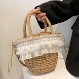 Straw Beach Bag Rattan Bags Shoulder Bag Bohemian Summer Vacation Handbags