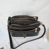 Lychee Pattern PU Leather Messenger Bag for Women with Multi Pockets