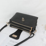 Lychee Pattern PU Leather Messenger Bag for Women with Multi Pockets