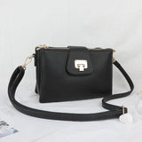 Lychee Pattern PU Leather Messenger Bag for Women with Multi Pockets