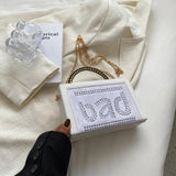 Vintage Women Box Clutch Bag Rivet Chain Handbag Wedding Clutch Shoulder Bag