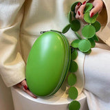 Green Round Handbag High PU Leather Crossbody Bag