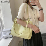 Yellow Shoulder Bag Women Large Zipper Totes Casual Handbags