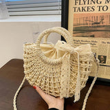 Boho Straw Beach Tote Hand-Woven Shoulder Bag