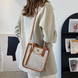 Summer Women's Small Shoulder Bag Canvas Crossbody Zippered Bucket Bag