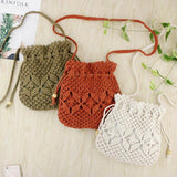 Mini Crossbody Bucket Bag Straw Handbag