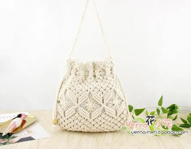 Mini Crossbody Bucket Bag Straw Handbag
