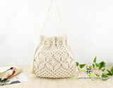 Mini Crossbody Bucket Bag Straw Handbag