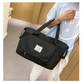 Canvas Shopper Bag Handbag Large Solid Colors Multi-pocket Travel Purse