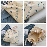 Canvas Bucket Shoulder Bag Women Tote Handbags Letter Printed Shopping Bags