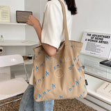 Canvas Bucket Shoulder Bag Women Tote Handbags Letter Printed Shopping Bags