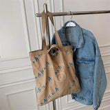 Canvas Bucket Shoulder Bag Women Tote Handbags Letter Printed Shopping Bags