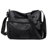 Flower Printed Crossbody Bag Soft Leather Shoulder Bag for Women