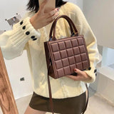 Female Retro PU Leather Zipper Lattice Shoulder Bag