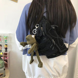 Harajuku Techwear Canvas Sling Bag Gothic Crossbody Bags For Women