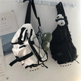 Harajuku Techwear Canvas Sling Bag Gothic Crossbody Bags For Women