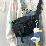 Harajuku Techwear Canvas Sling Bag Gothic Crossbody Bags For Women