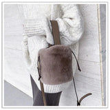 Faux Fur Shoulder Crossbody Bag Plush Handbag Winter Bucket Bag