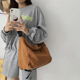 Canvas Women's Shoulder Bag Tote Casual Solid School Handbag for Women Travel