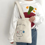 Embroidery Lamb Velvet Handbag Large-Capacity Shoulder Bag