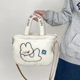 Embroidery Lamb Velvet Handbag Large-Capacity Shoulder Bag