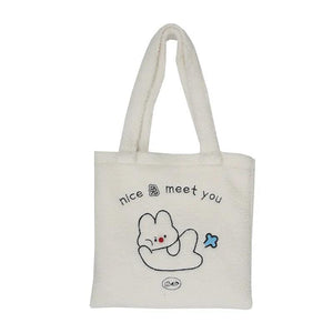 Embroidery Lamb Velvet Handbag Large-Capacity Shoulder Bag