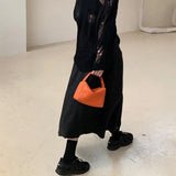 Mini Orange Handbags Wristlet Box Bag PU Leather Shoulder Crossbody Bags