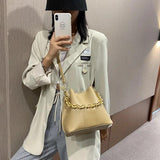 Women's Chain Tote Bucket Bag High-quality Pu Leather Handbag