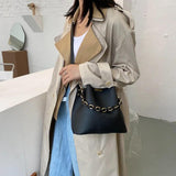 Women's Chain Tote Bucket Bag High-quality Pu Leather Handbag