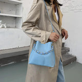 Women's Chain Tote Bucket Bag High-quality Pu Leather Handbag