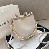 Women's Chain Tote Bucket Bag High-quality Pu Leather Handbag