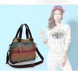 Striped Womens Handbag Rainbow Shoulder Bag Casual Crossbody Bag