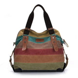 Striped Womens Handbag Rainbow Shoulder Bag Casual Crossbody Bag